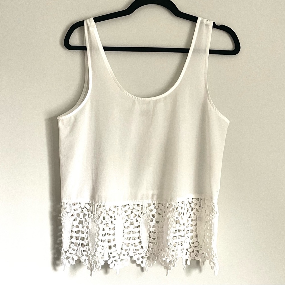White Lucca Couture Lace Hem Crop Top